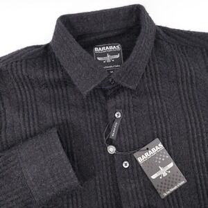 NEW Barabas Slim Fit Semi Sheer Textured Knit Shirt Black Mens Medium MSPR $128